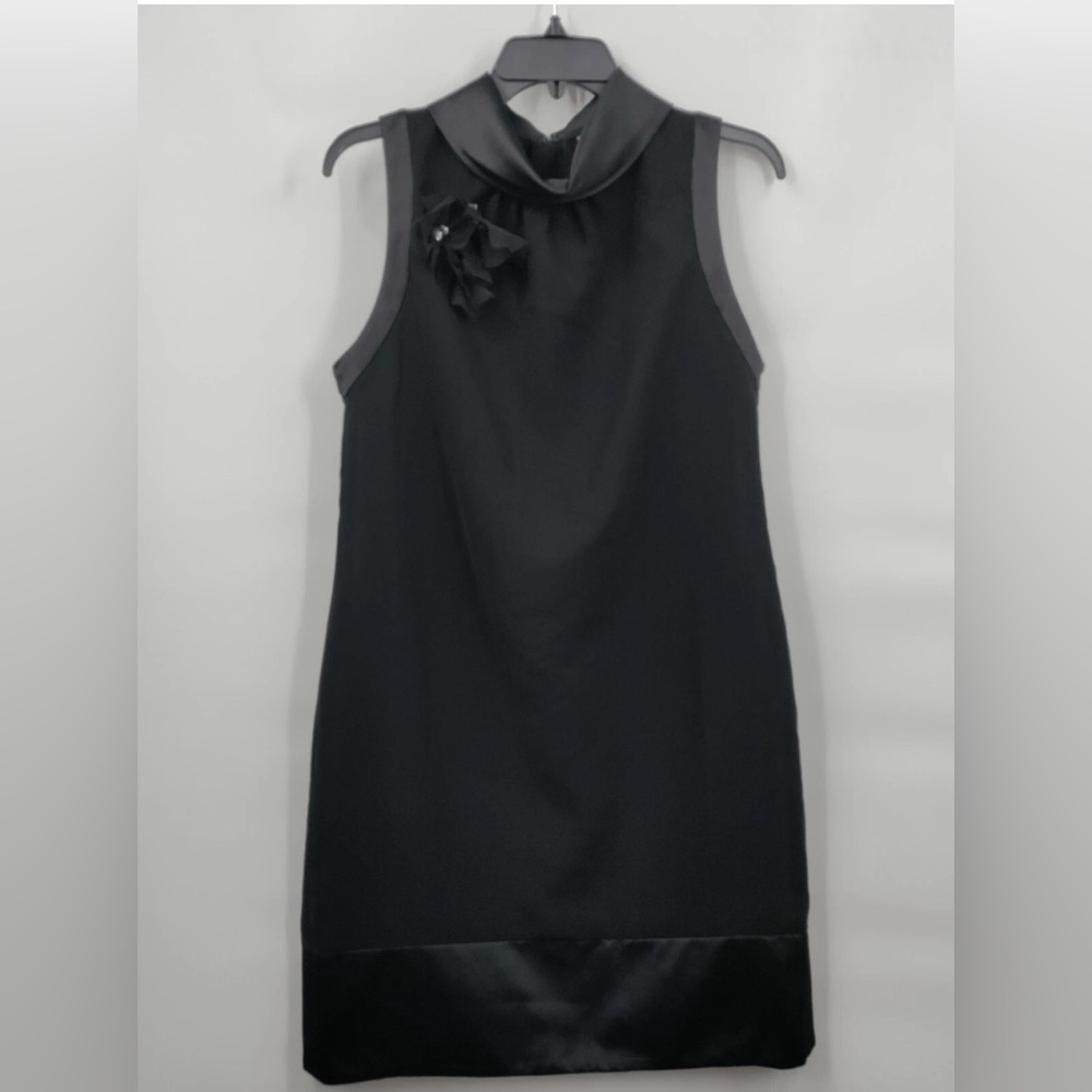 Simply Vera Vera Wang Floral Bow Detail Sleeveless Cocktail Mini Black Dress